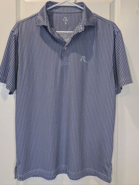 Rhoback " Don't Mess With Texas" Performance Polo Blue Texas Print Golf Stretch